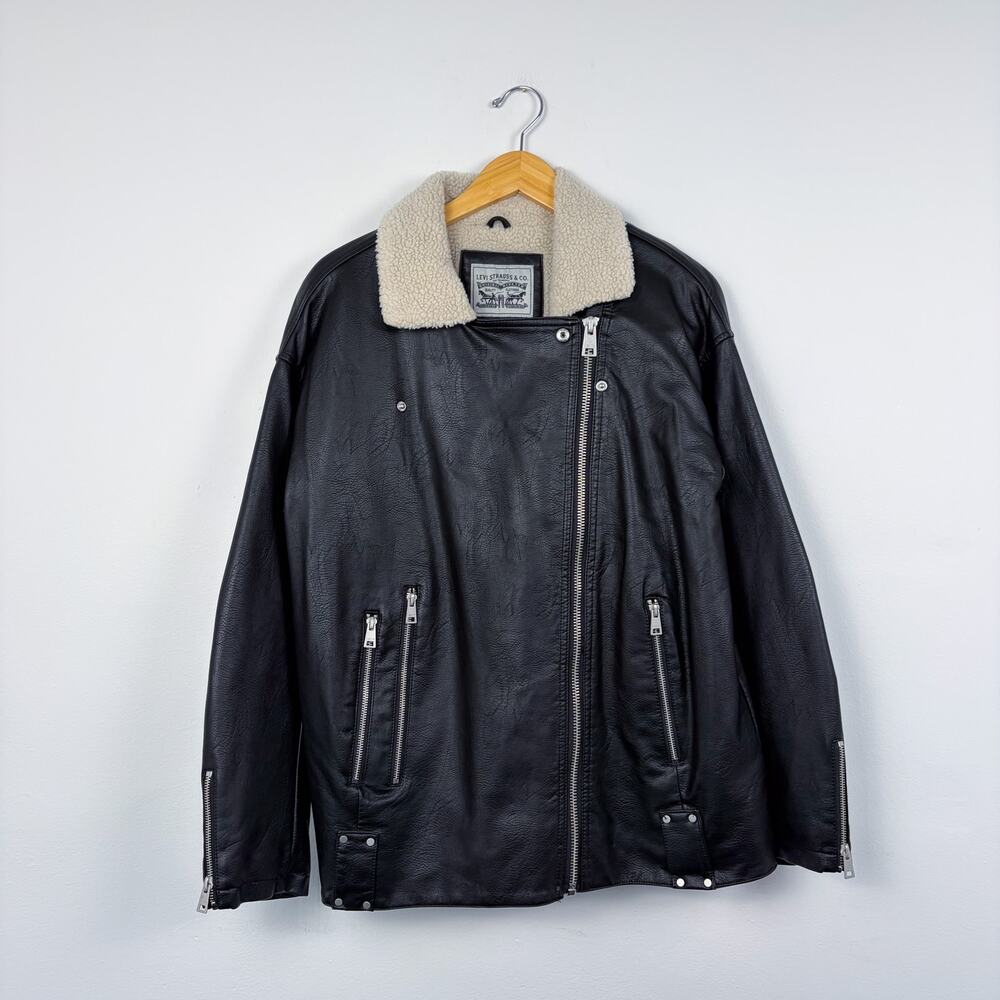 Levi's Women's Faux Leather Shearling Biker Jacket Medium